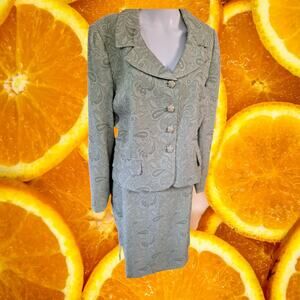 Vintage‎ Giorgio Sant Angelo Light Green Paisley Skirt Suit Set Size 14